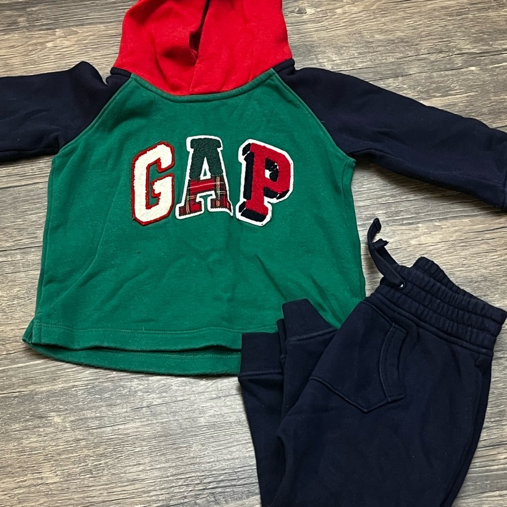 Baby GAP Red, Green, and Navy Hoodie Set